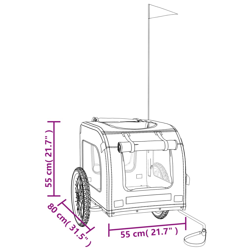 vidaXL Reboque bicicleta p/ animais tecido oxford/ferro verde/cinza