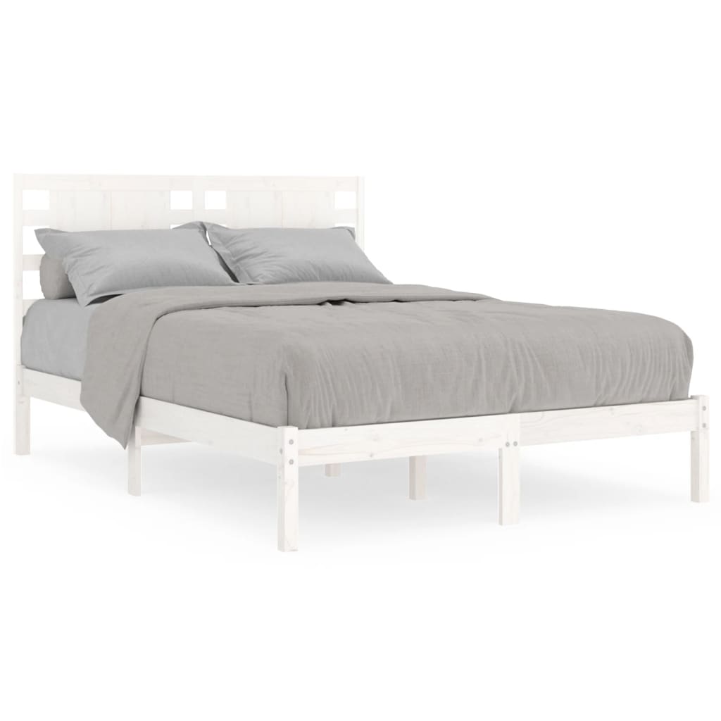 vidaXL Estrutura cama pequena casal 120x190 cm pinho maciço branco