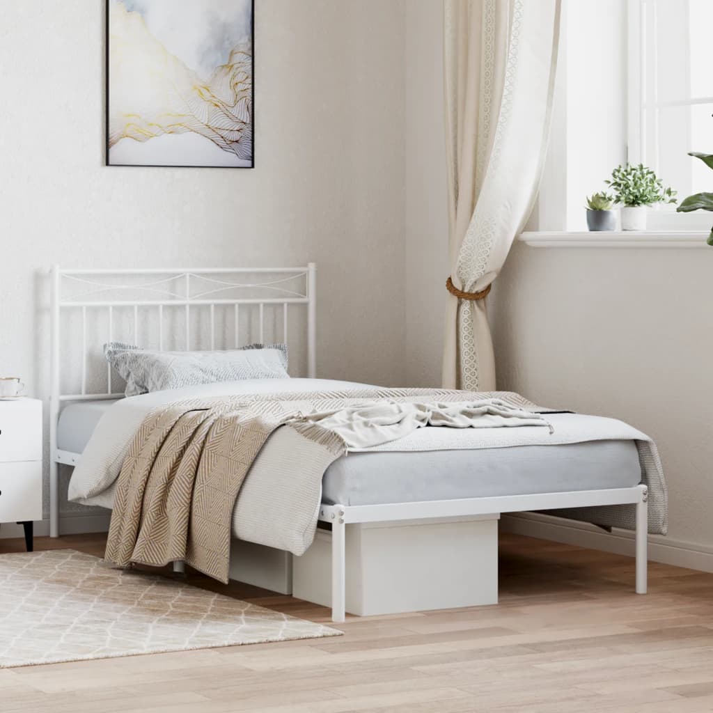 vidaXL Estrutura de cama com cabeceira 100x190 cm metal branco