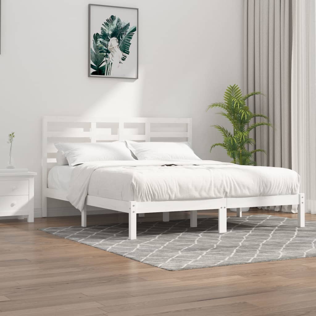 vidaXL Estrutura de cama super king pinho maciço 180x200 cm branco