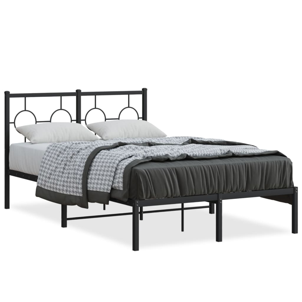 vidaXL Estrutura de cama com cabeceira 120x190 cm metal preto