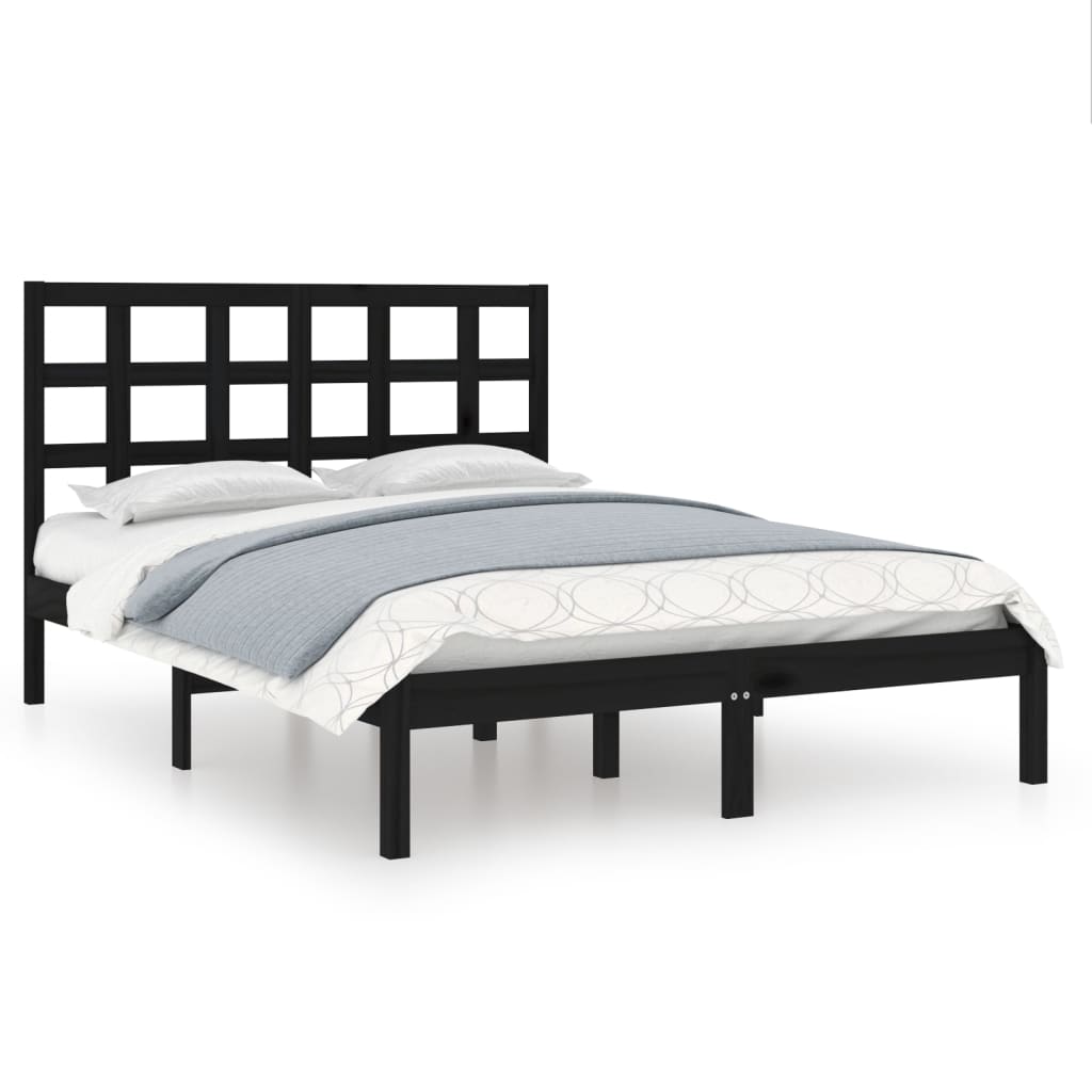 vidaXL Estrutura cama pequena casal 120x190 cm pinho maciço preto