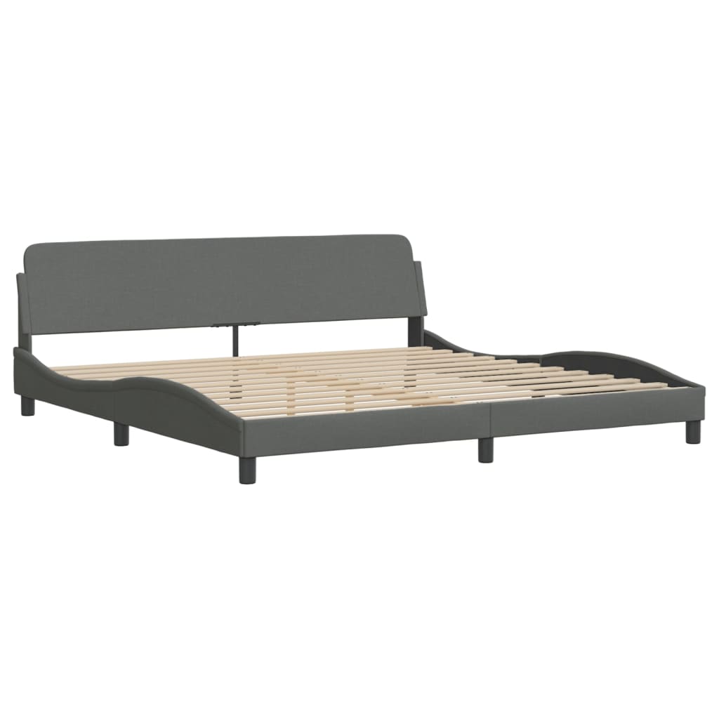 vidaXL Cama com colchão 200x200 cm tecido cinzento-escuro