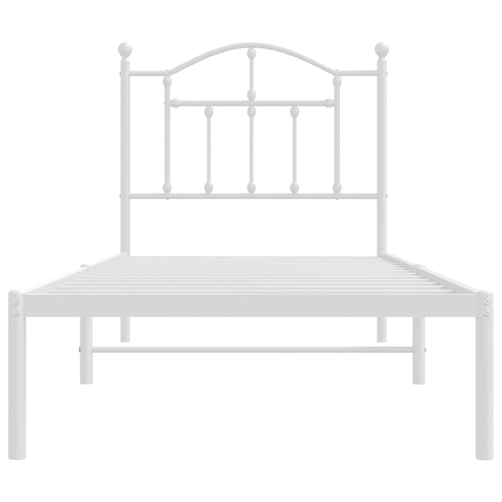 vidaXL Estrutura de cama com cabeceira 90x200 cm metal branco