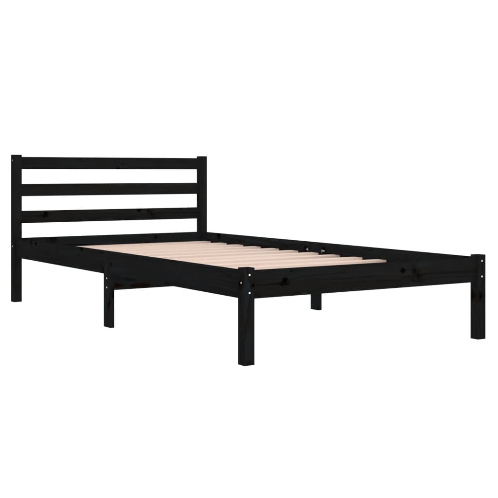 vidaXL Estrutura de cama 100x200 cm pinho maciço preto