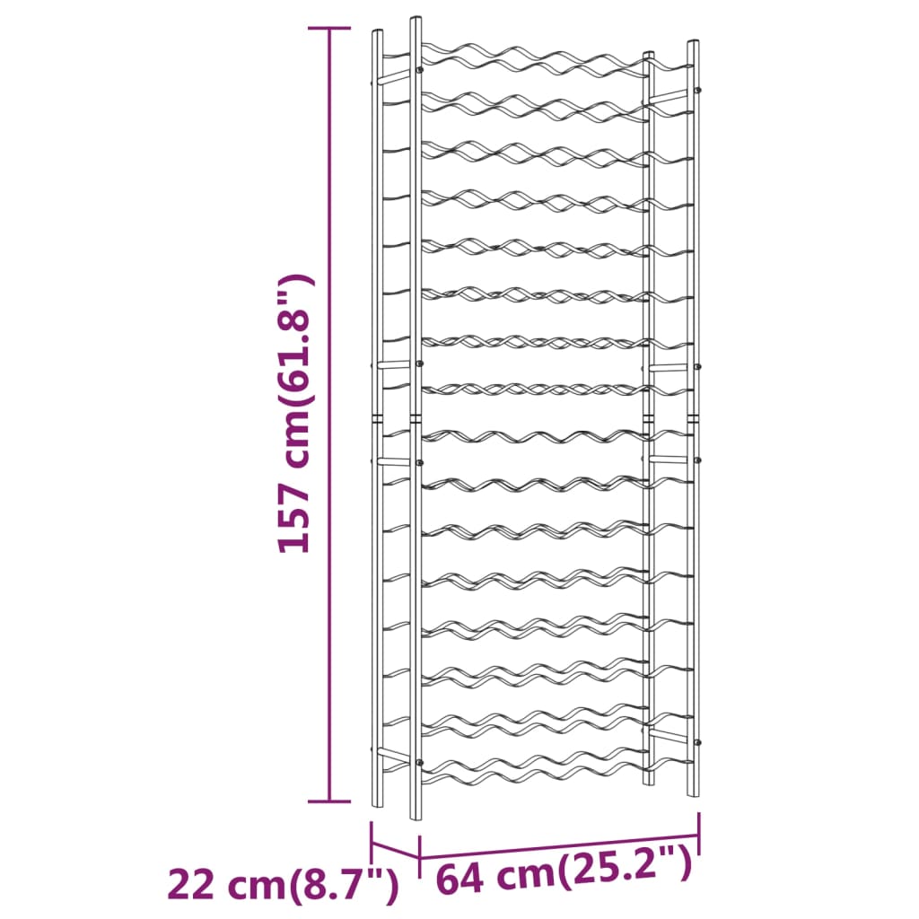 vidaXL Garrafeira para 96 garrafas metal branco