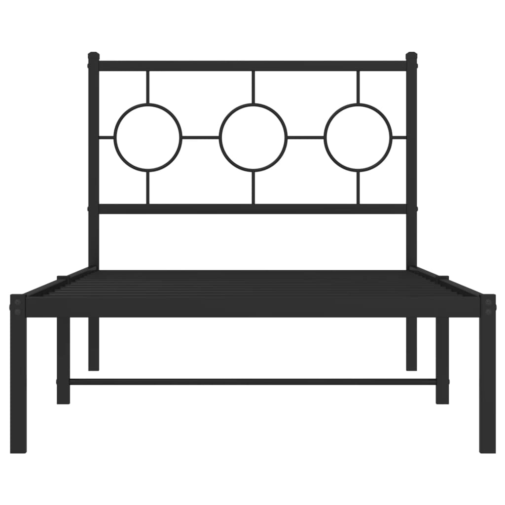 vidaXL Estrutura de cama com cabeceira 90x200 cm metal preto