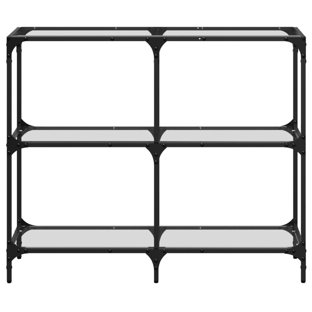 vidaXL Mesa consola com tampo em vidro transparente 98x30x81 cm aço