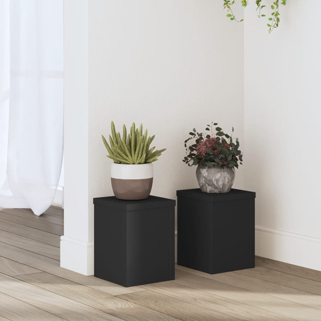 vidaXL Suportes p/ plantas 2 pcs 15x15x20 cm derivados madeira preto