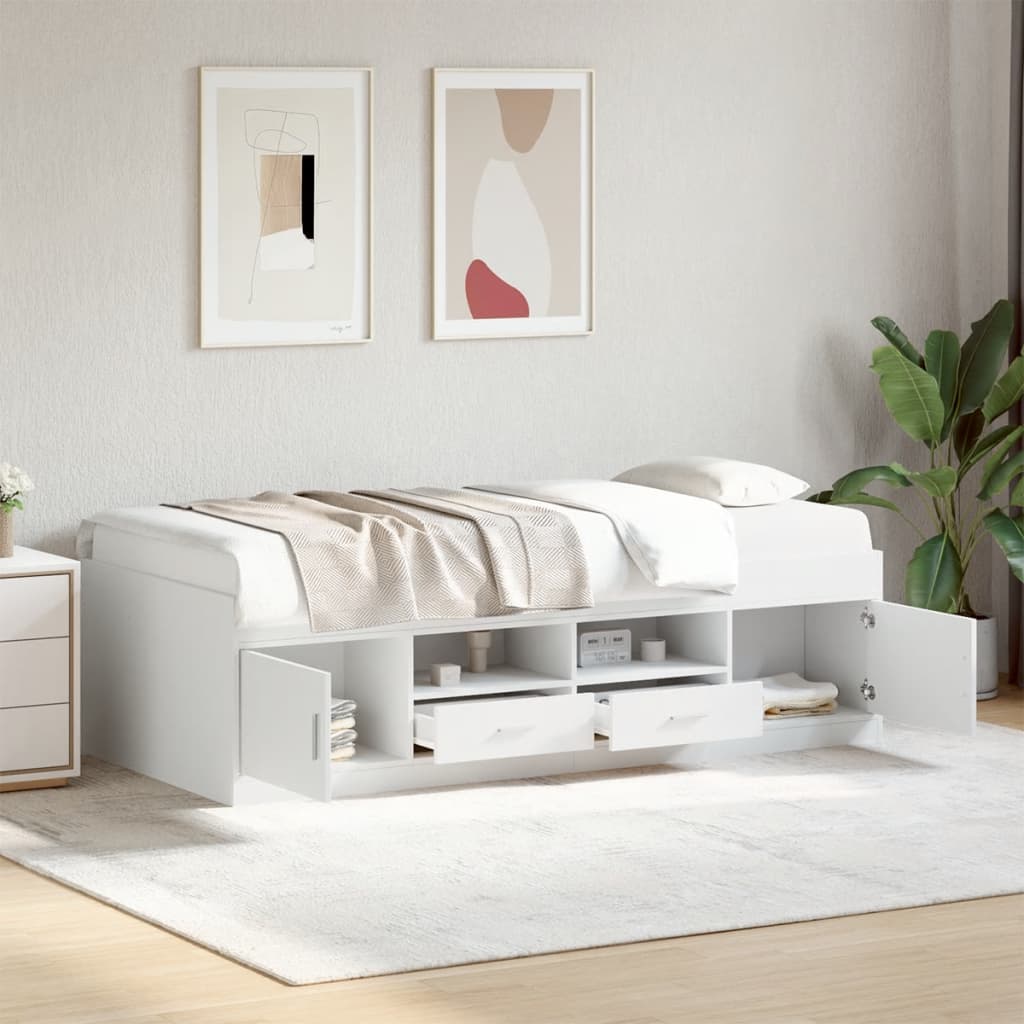 vidaXL Sofá-cama com gavetas sem colchão 75x190 cm branco