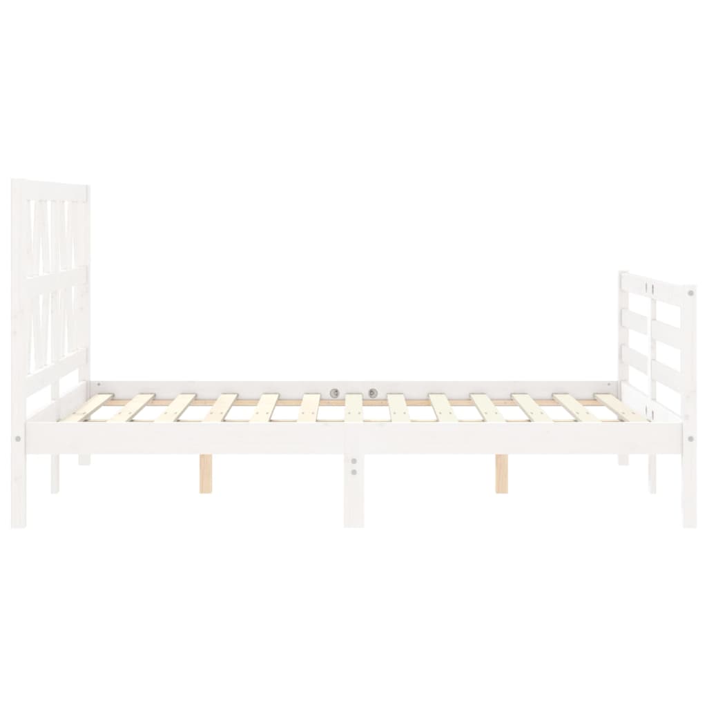 vidaXL Estrutura de cama com cabeceira 140x200cm madeira maciça branco