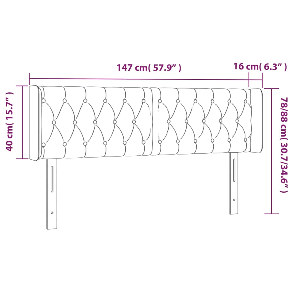 vidaXL Cabeceira de cama c/ abas veludo 147x16x78/88cm cinzento-escuro