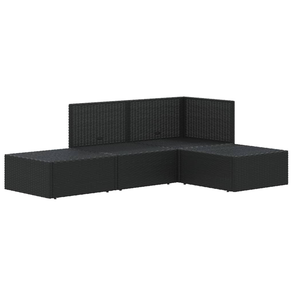 vidaXL 4 pcs conjunto lounge de jardim c/ almofadões vime PE preto