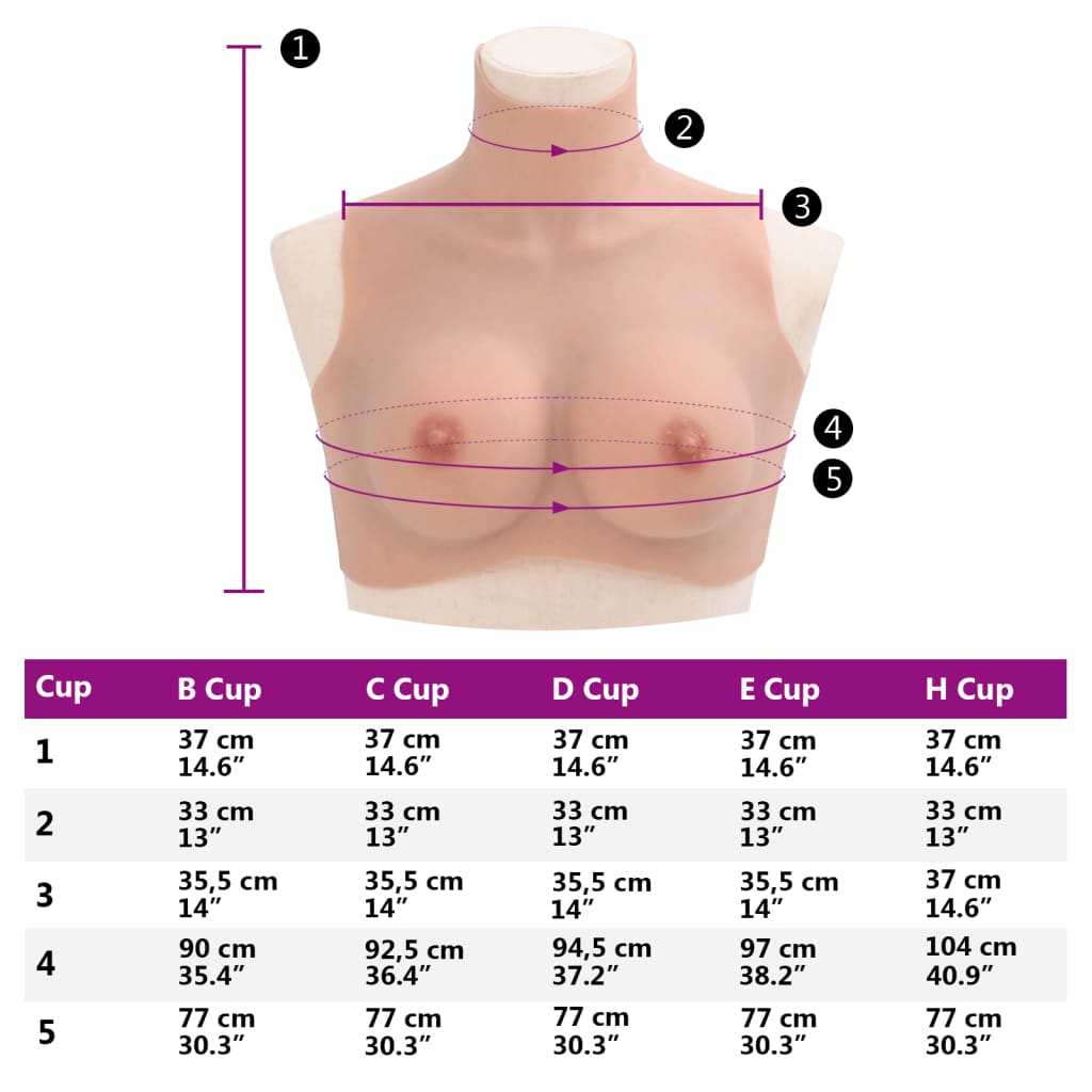 vidaXL Peitoral de silicone natural copa C