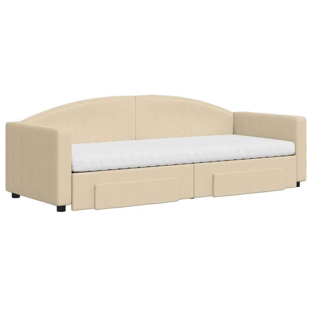 vidaXL Sofá-cama com gavetão e gavetas 80x200 cm tecido cor creme