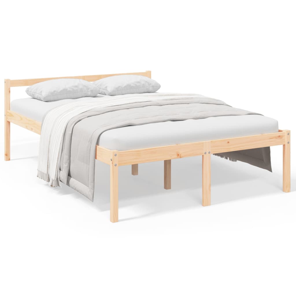 vidaXL Cama de casal pequena para idosos 120x190 cm pinho maciço