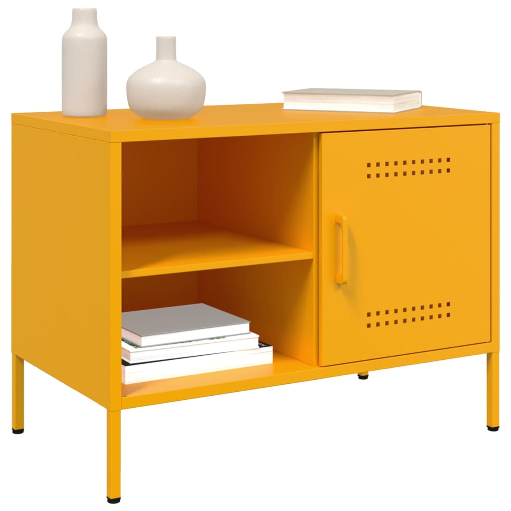 vidaXL Móvel de TV 68x39x50,5 cm aço amarelo mostarda