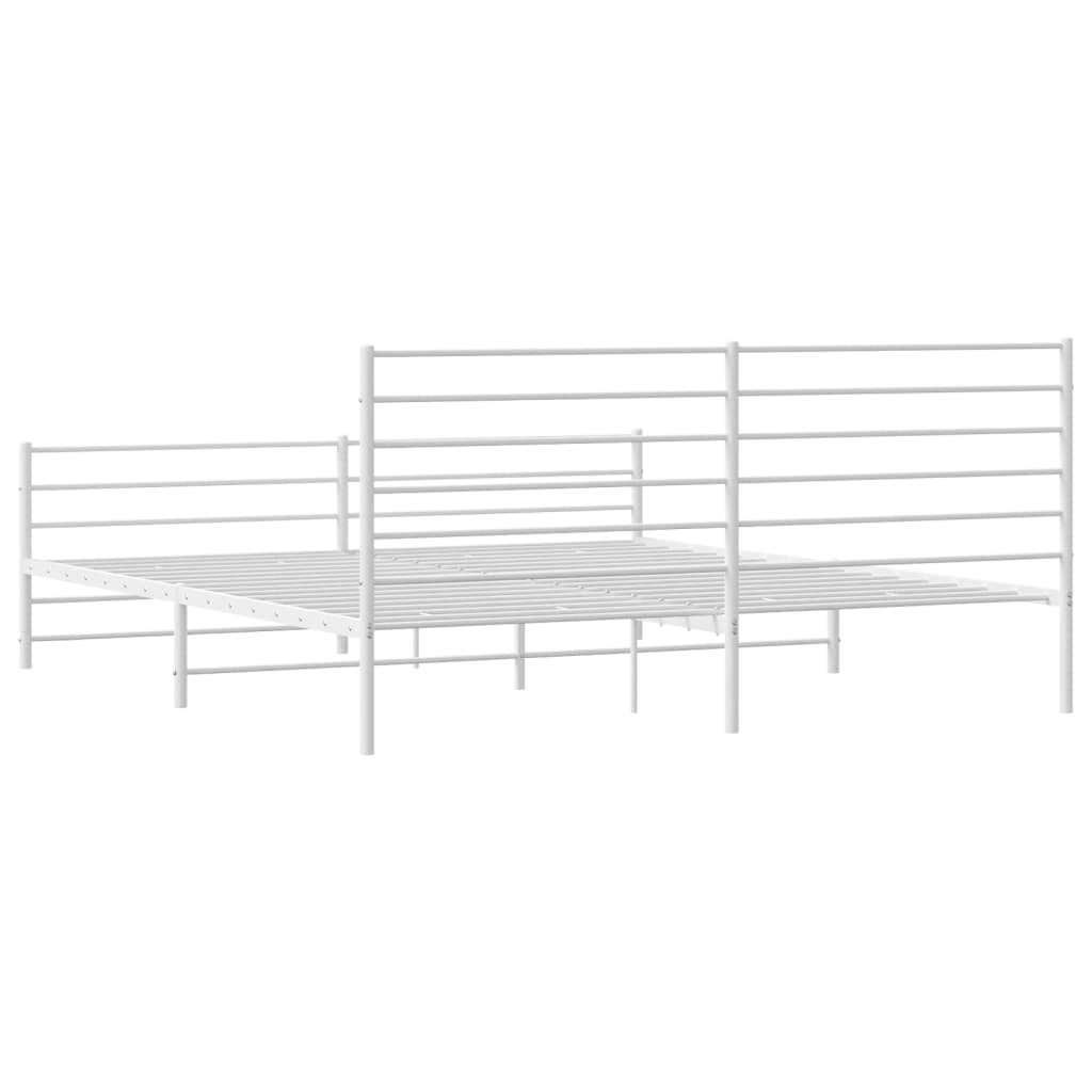 vidaXL Estrutura de cama com cabeceira e pés 193x203 cm metal branco