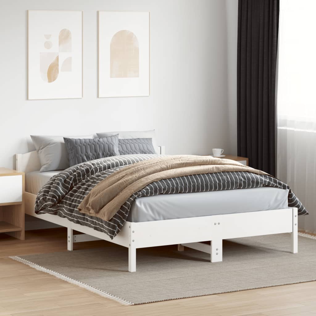 vidaXL Cama sem colchão 140x200 cm madeira de pinho maciça branco