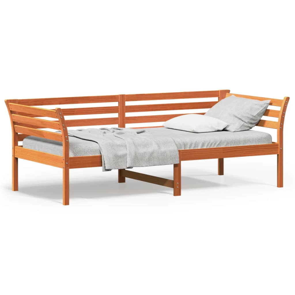 vidaXL Sofá-cama sem colchão 80x200 cm madeira de pinho castanho cera