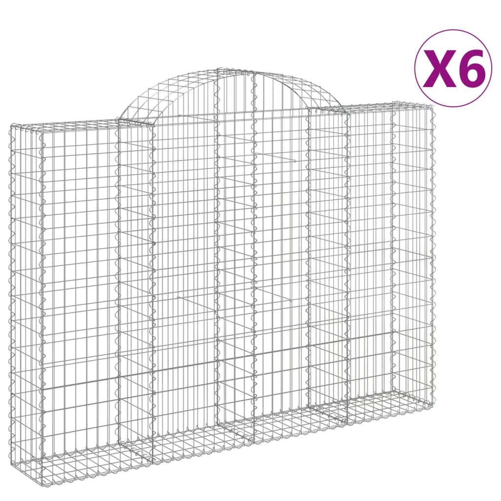 vidaXL Cestos gabião arqueados 6pcs 200x30x140/160cm ferro galvanizado