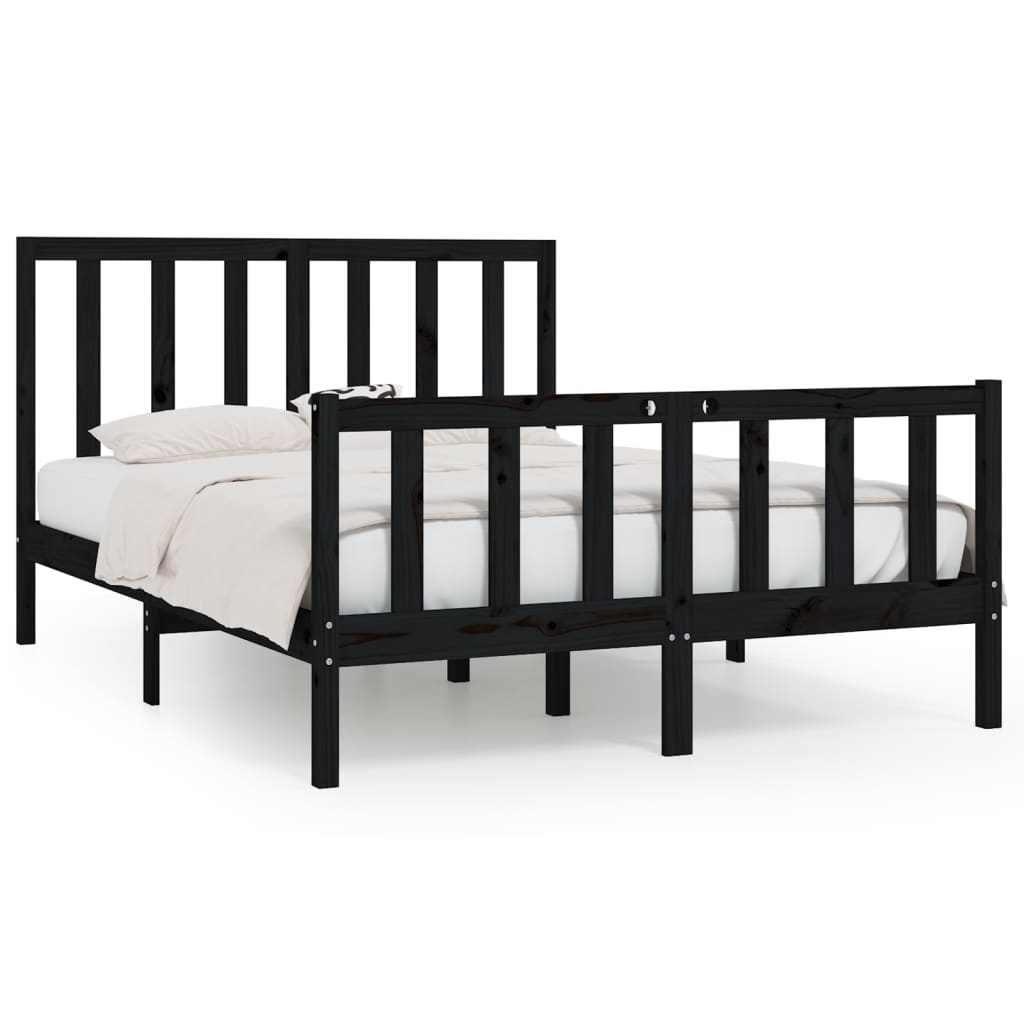 vidaXL Estrutura de cama 160x200 cm pinho maciço preto