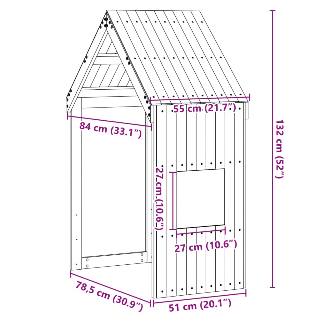 vidaXL Telhado de cama infantil 55x84x132 cm madeira de pinho maciça