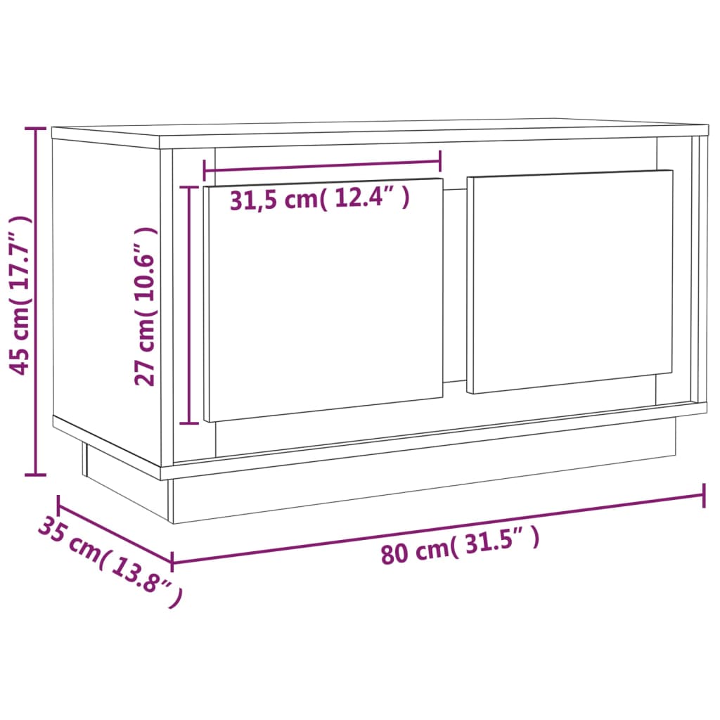 vidaXL Móvel de TV 80x35x45 cm derivados de madeira cinzento sonoma