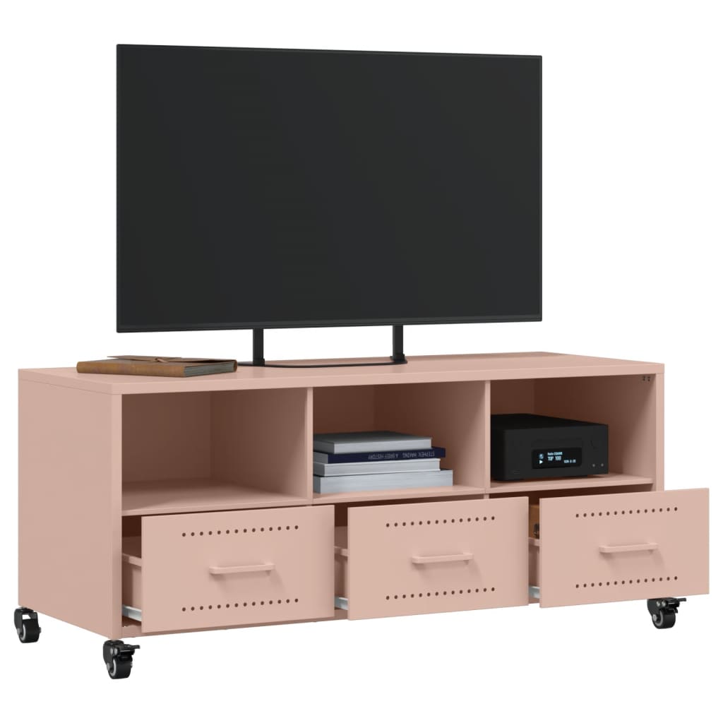 vidaXL Móvel de TV 100,5x39x43,5 cm aço rosa