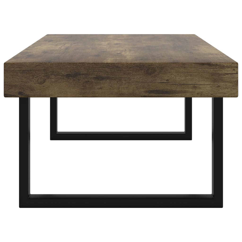 vidaXL Mesa de centro 120x60x40 cm MDF e ferro castanho-escuro e preto