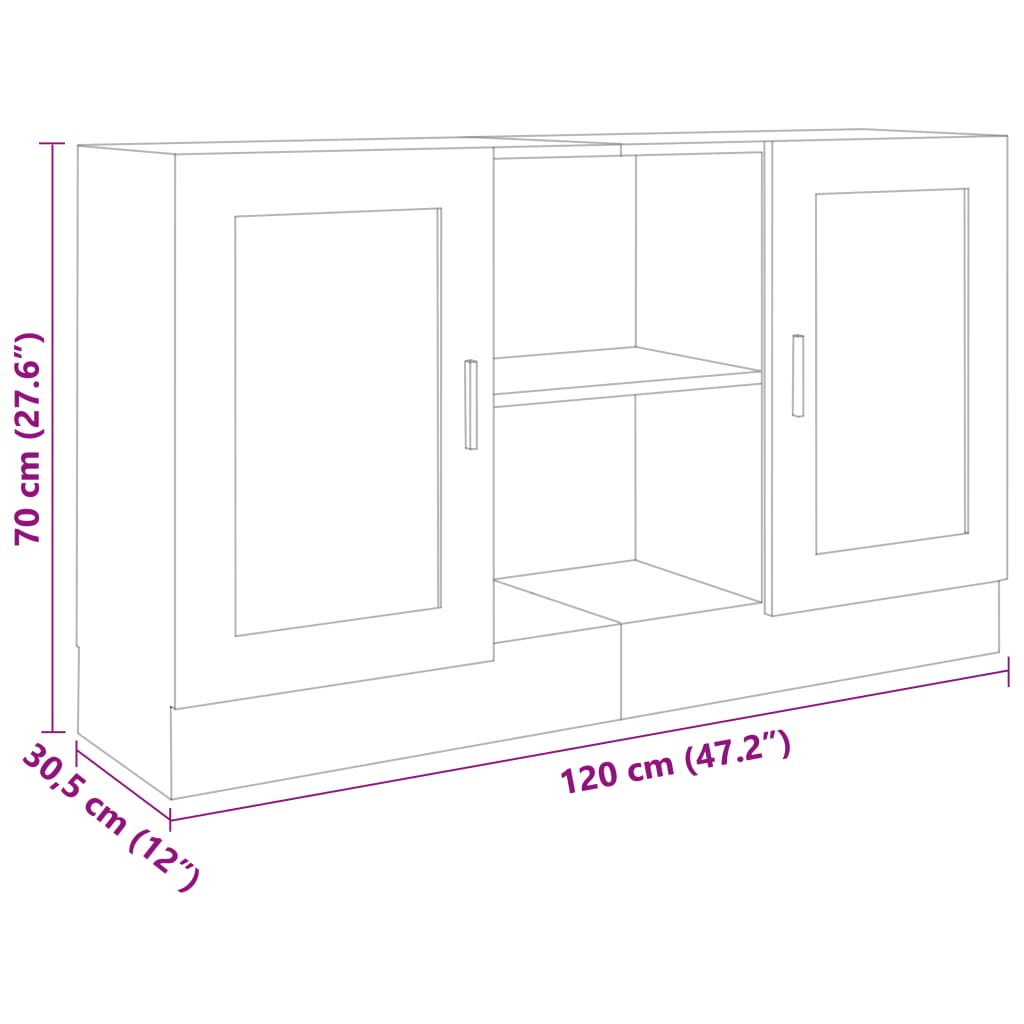 vidaXL Aparador 120x30,5x70 cm derivados de madeira branco