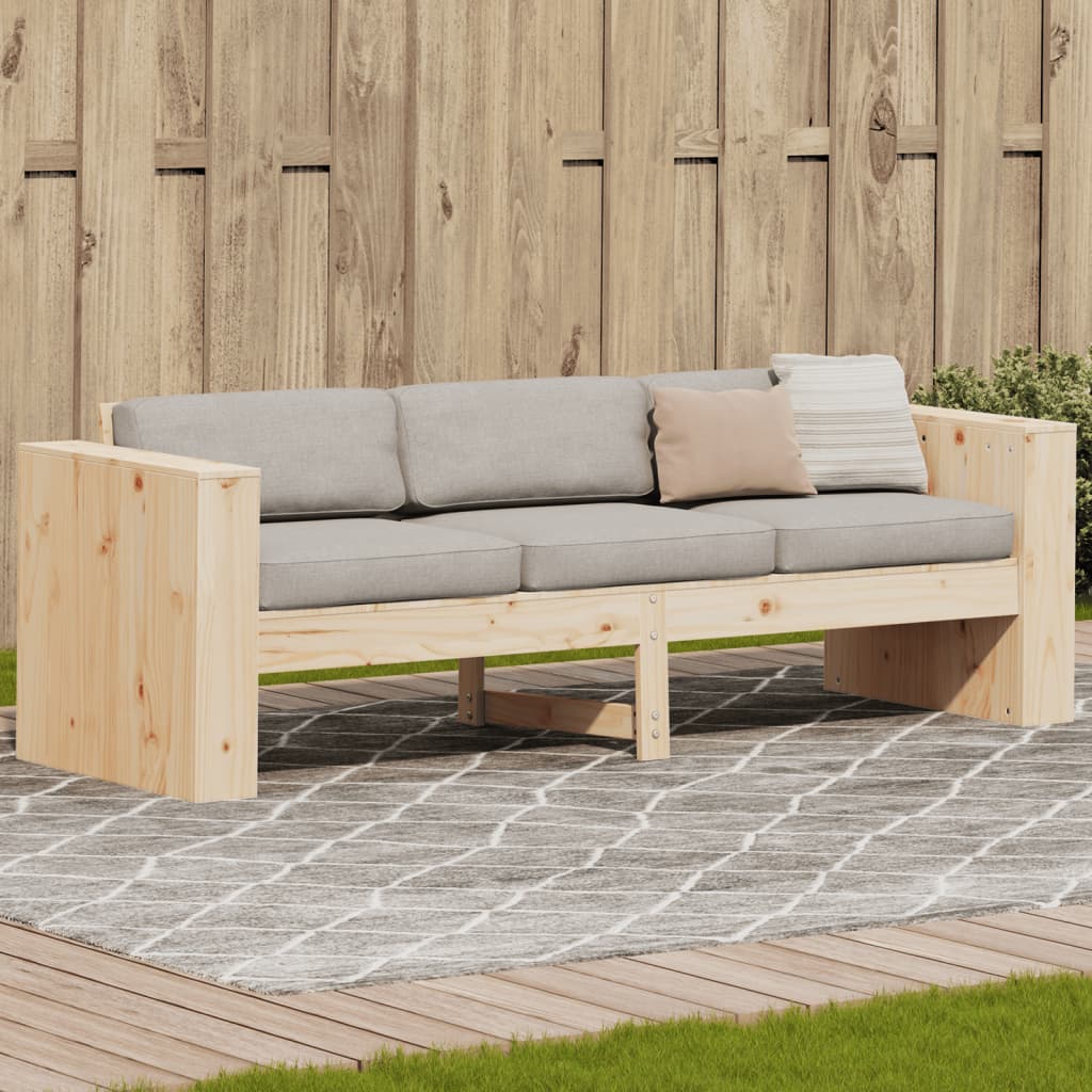 vidaXL Sofá de 3 lugares para jardim 189x60x62 cm pinho maciço