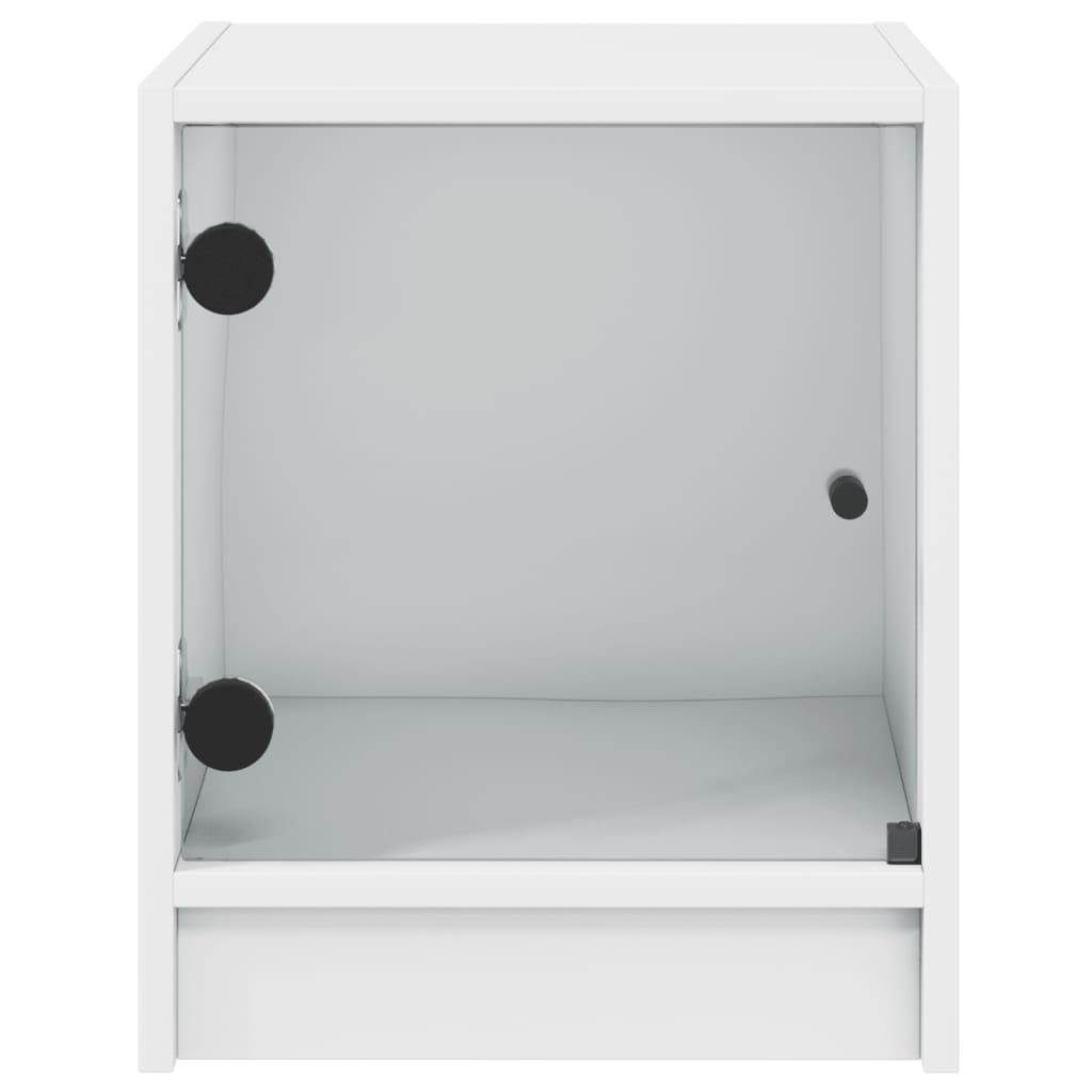 vidaXL Mesa de cabeceira c/ porta de vidro 35x37x42 cm branco