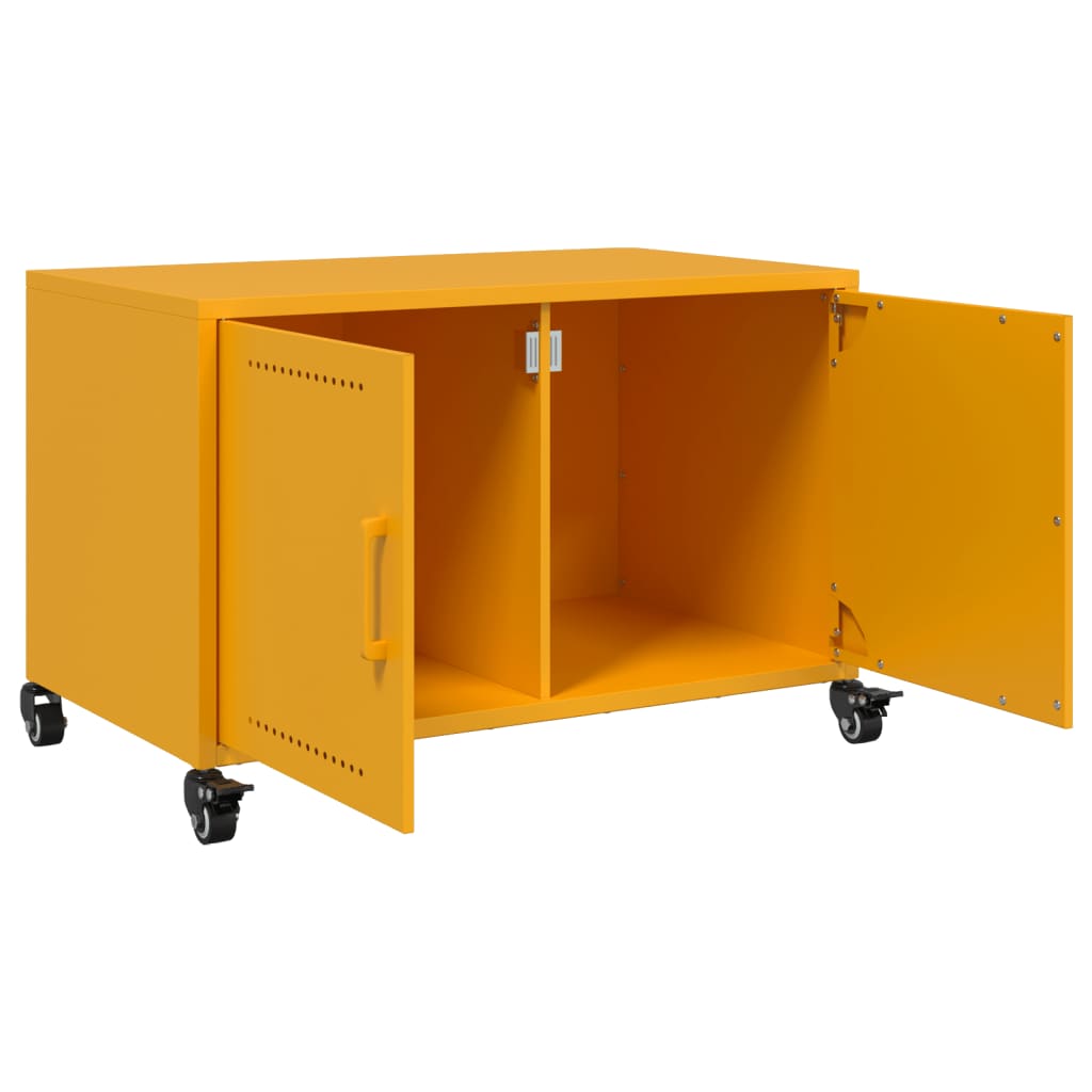 vidaXL Móvel de TV 68x39x43,5 cm aço amarelo mostarda