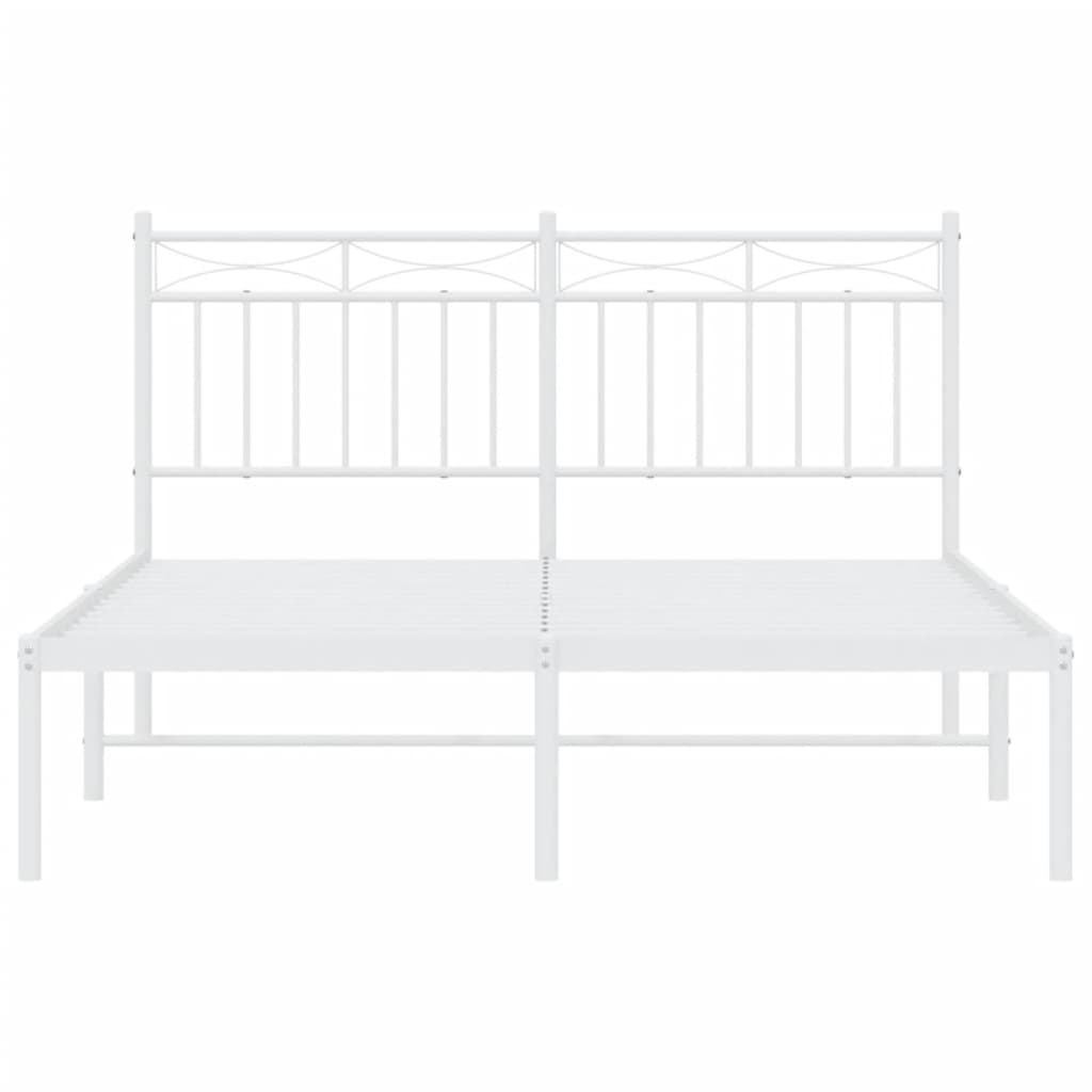 vidaXL Estrutura de cama com cabeceira 135x190 cm metal branco