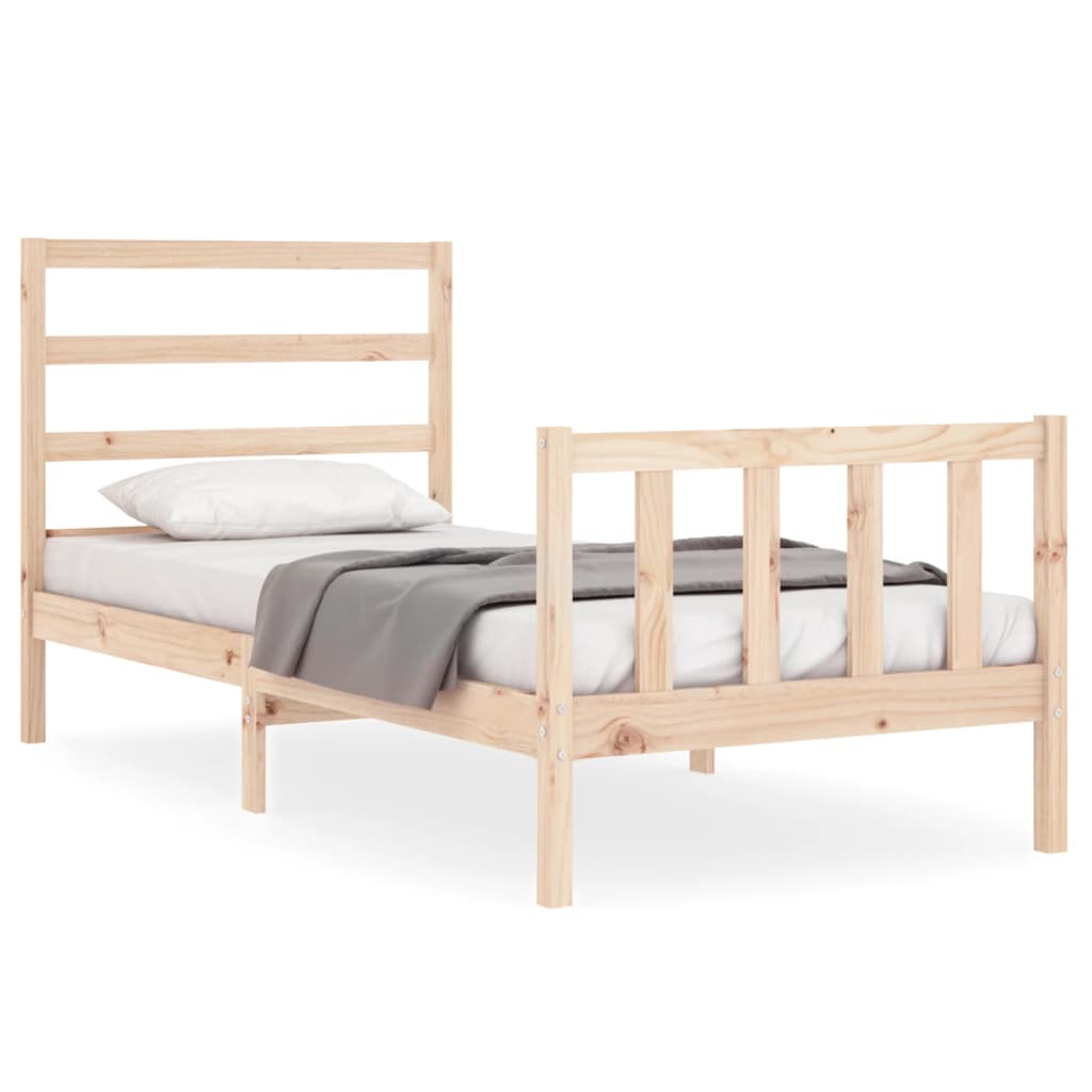 vidaXL Estrutura de cama com cabeceira 90x190 cm madeira maciça