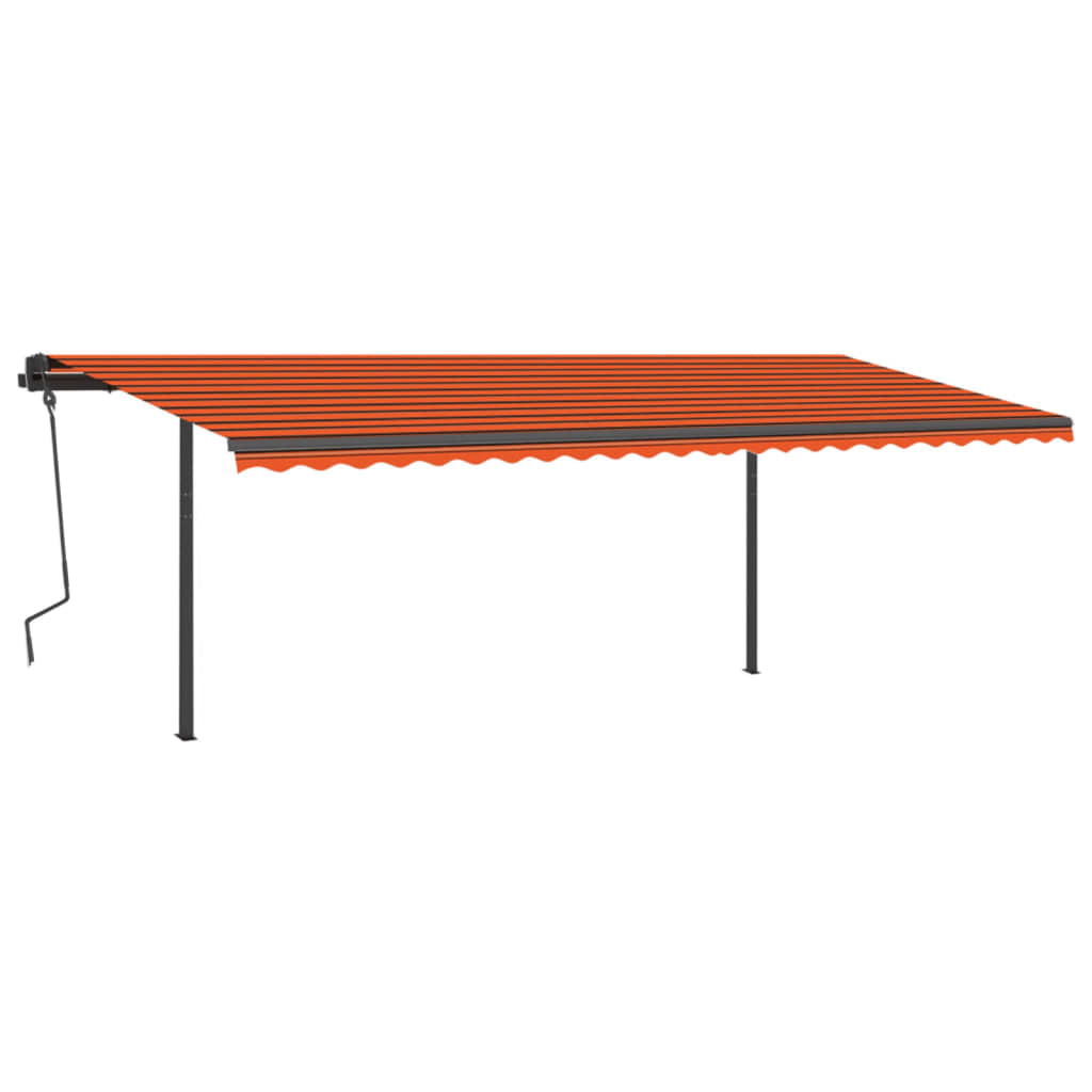 vidaXL Toldo automático LED e sensor de vento 6x3 m laranja e castanho