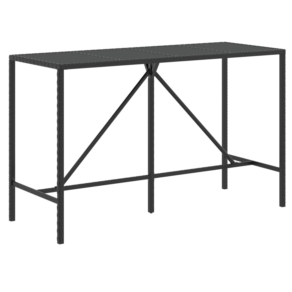 vidaXL 9 pcs conjunto de bar p/ jardim vime PE/acácia maciça preto