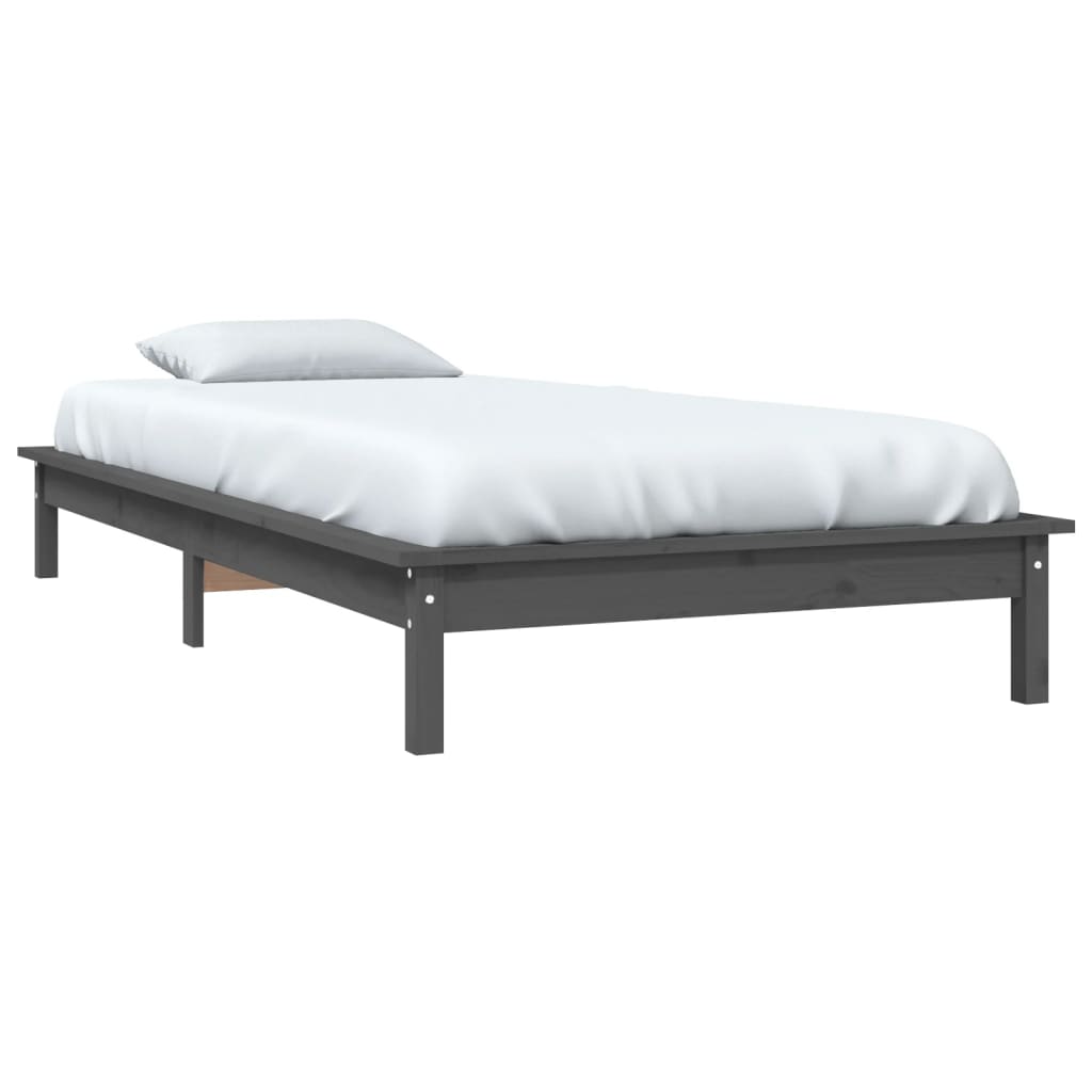 vidaXL Estrutura de cama de solteiro 90x190 cm pinho maciço cinzento