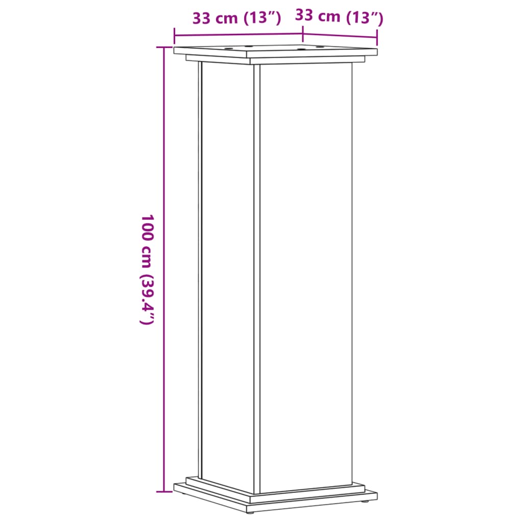 vidaXL Suporte p/ plantas 33x33x100cm deriv. madeira carvalho castanho