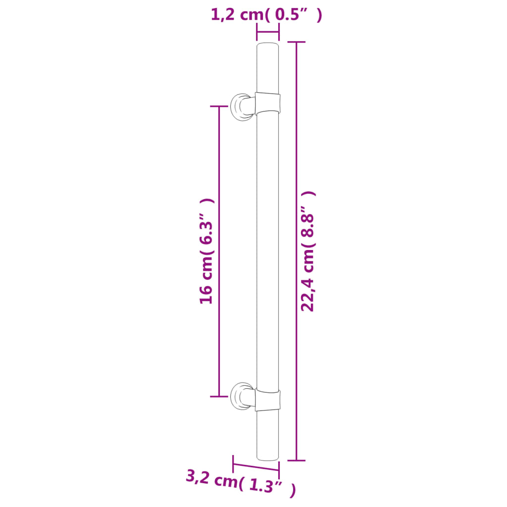 vidaXL Puxadores para móveis 20 pcs 160 mm aço inoxidável preto