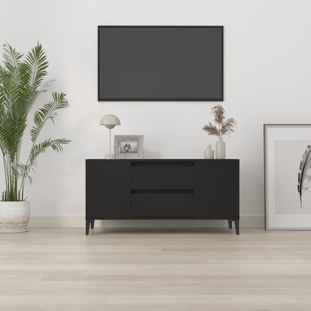 vidaXL Móvel para TV 102x44,5x50 cm derivados de madeira preto