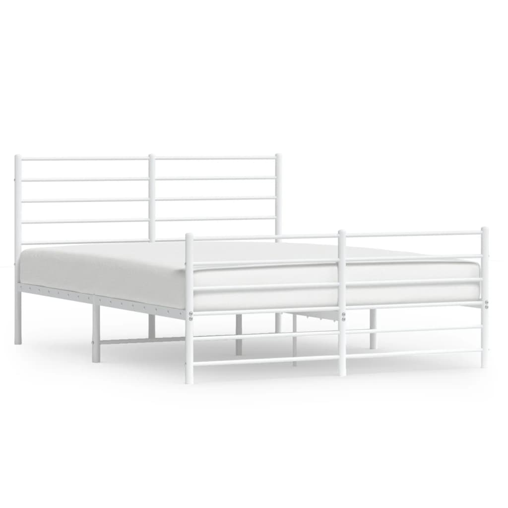 vidaXL Estrutura de cama com cabeceira e pés 135x190 cm metal branco