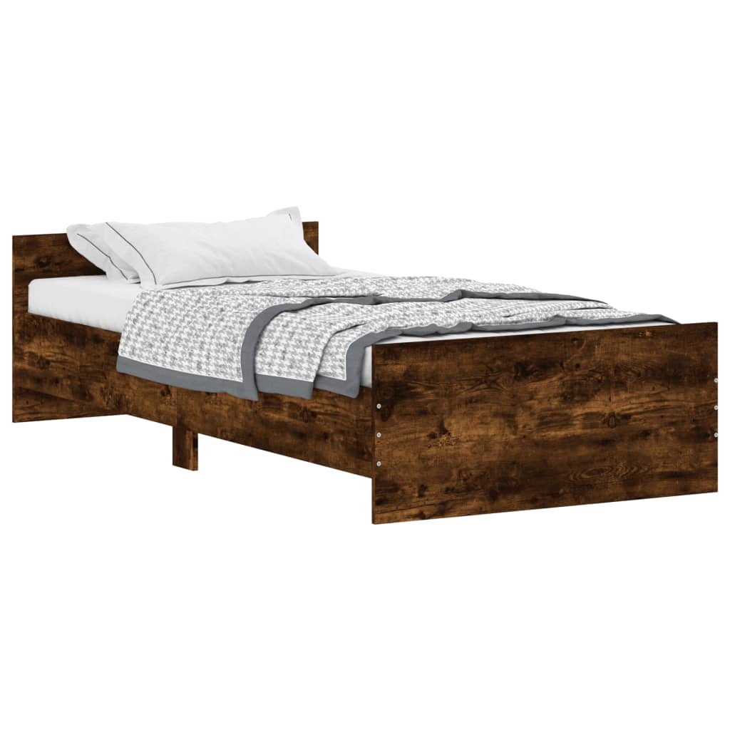 vidaXL Estrutura cama 90x190 cm derivados de madeira carvalho fumado