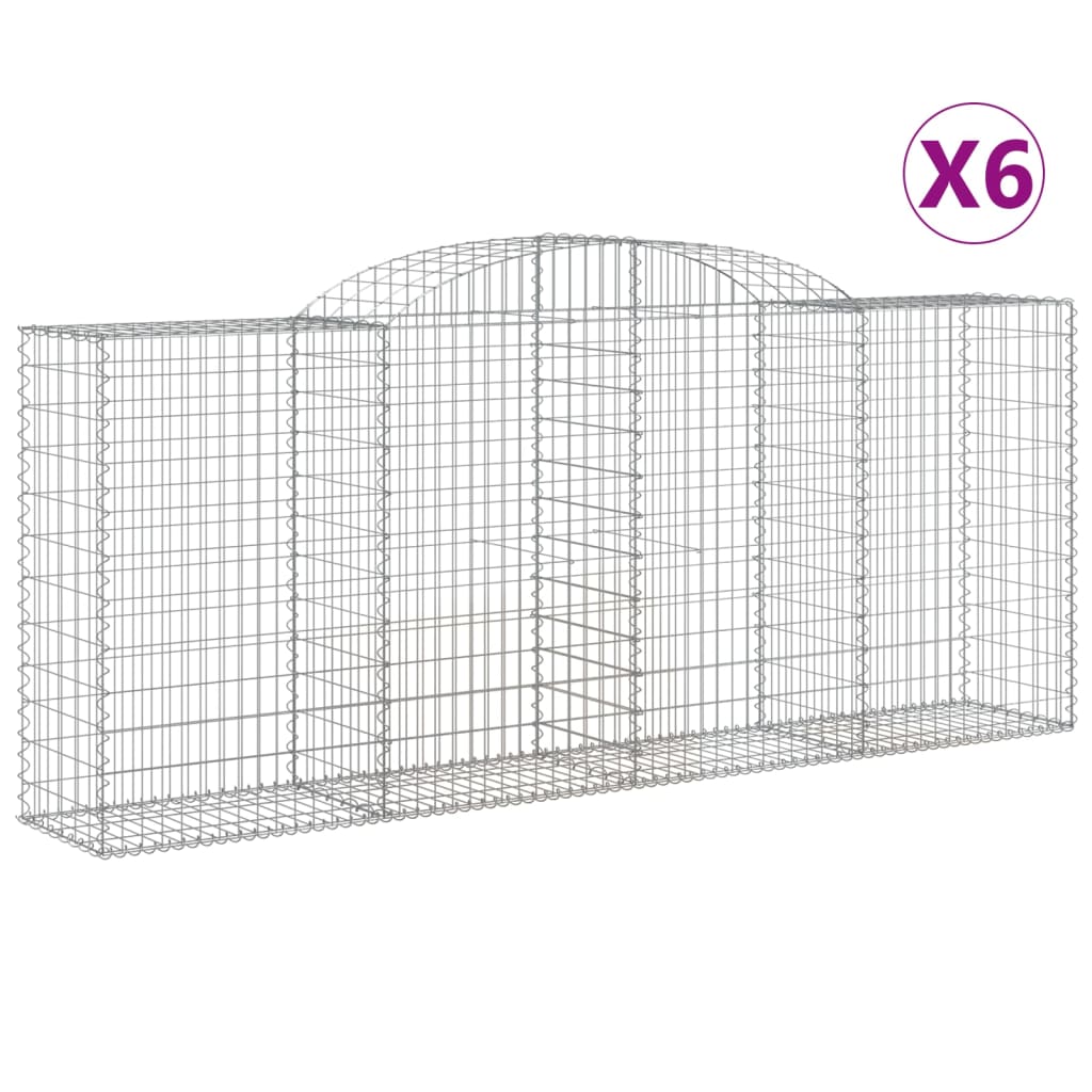 vidaXL Cestos gabião arqueados 6pcs 300x50x120/140cm ferro galvanizado