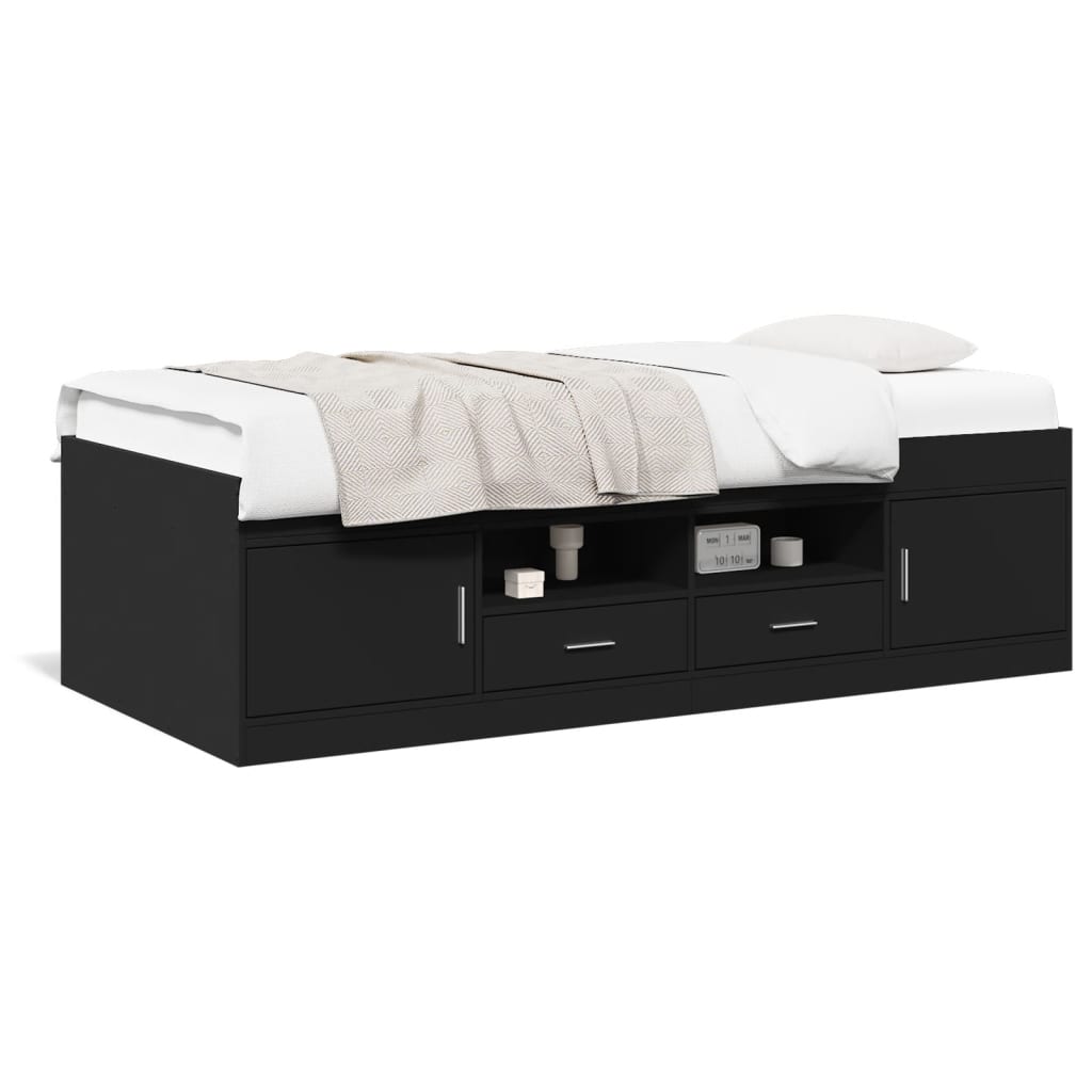 vidaXL Sofá-cama com gavetas sem colchão 75x190 cm preto