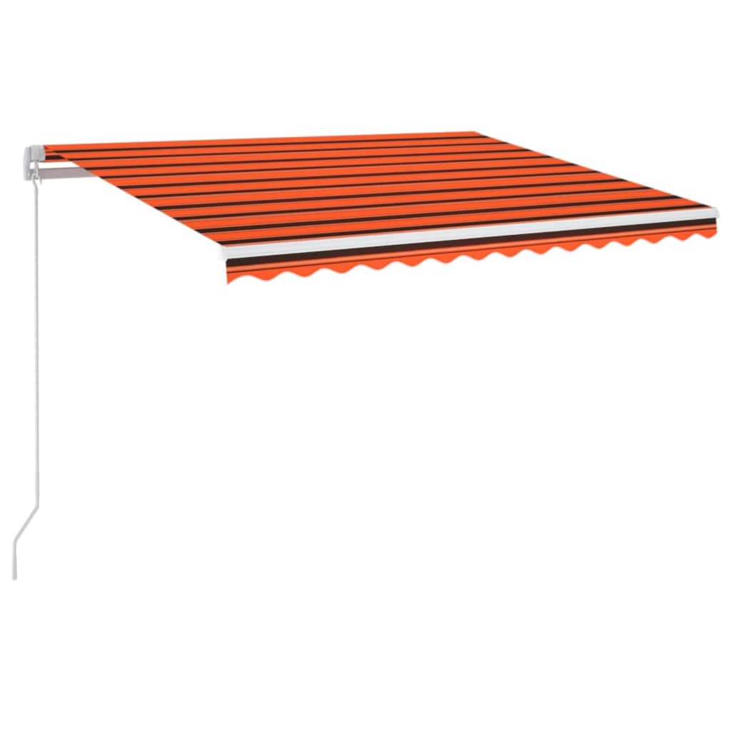 vidaXL Toldo retrátil manual com LED 350x250 cm laranja e castanho