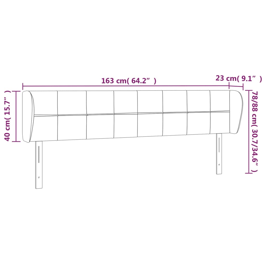 vidaXL Cabeceira de cama c/ abas tecido 163x23x78/88cm castanho-escuro