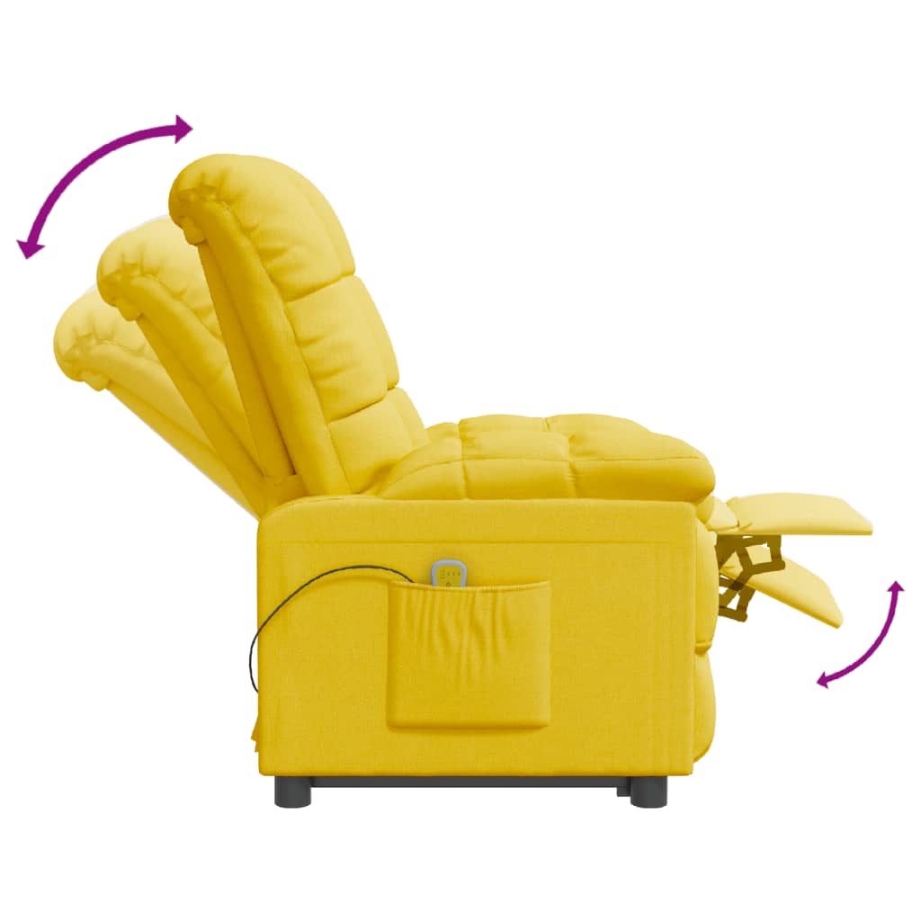 vidaXL Poltrona de massagens tecido amarelo