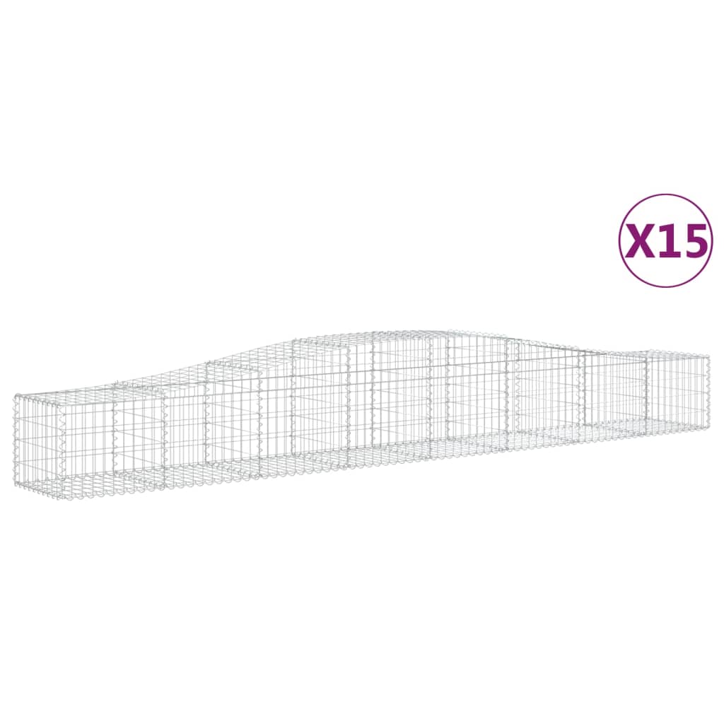 vidaXL Cestos gabião arqueados 15 pcs 400x50x40/60cm ferro galvanizado